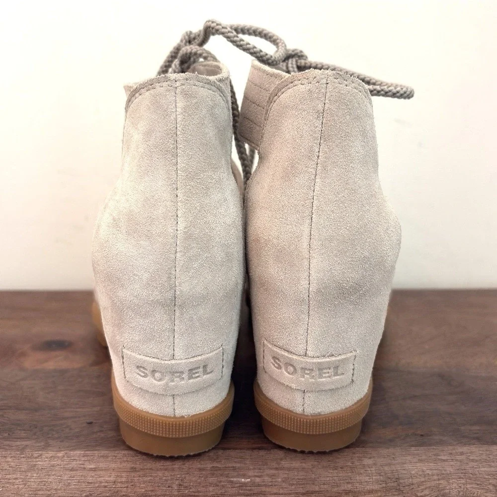 Sorel Wedge Sandals‎ Womens Gladiator Peep Toe Festival Beige Joanie Lace Up 8.5